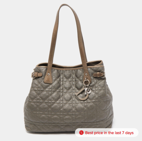 Dior Metallic Cannage Coated Canvas and Leather Small Panarea Tote