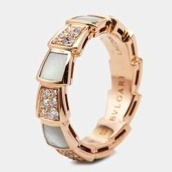 Bvlgari Serpenti Viper Mother of Pearl 18k Rose Gold Ring Size 52 SIZE GUIDE