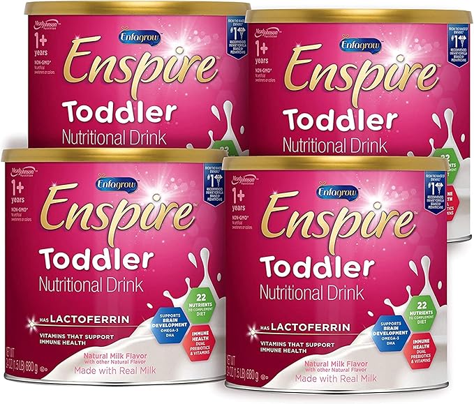 Enfagrow Enspire Toddler, Nutritional Drink, Immune-Supporting Lactoferrin and Brain-Supporting DHA, Natural Milk Flavor, 24 Oz Can (Pack of 4)
