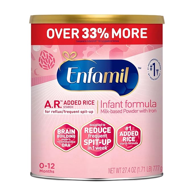 Enfamil A.R. Infant Formula, Proven to Reduce Reflux & Spit-Up in 1 Week, with Iron, DHA for Brain Development, Probiotics for Digestive & Immune Health, Powder Can, 27.4 Oz