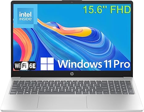 HP 15 15.6" FHD Laptop Computer for Student Home Study, Intel 4-Core Processor (Beat i3-1115G4), 16GB DDR4 RAM, 256GB PCIe SSD, WiFi 6E, Bluetooth 5.3, HDMI, Type-C, Webcam, Silver, Windows 11 Pro