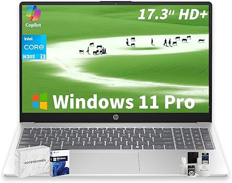 HP 17.3 HD Laptop Computer for Student & Business, Intel 8-Core Processor, 32GB RAM, 2TB SSD, WiFi 6, Bluetooth 5.3, HDMI, Type-C, Silver, Windows 11 Pro
