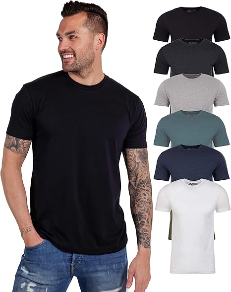 INTO THE AM Men's T-Shirts Soft Cotton Blend Crew Neck Tee S - 4XL Athletic Fit Plain Basic T-Shirt for Men