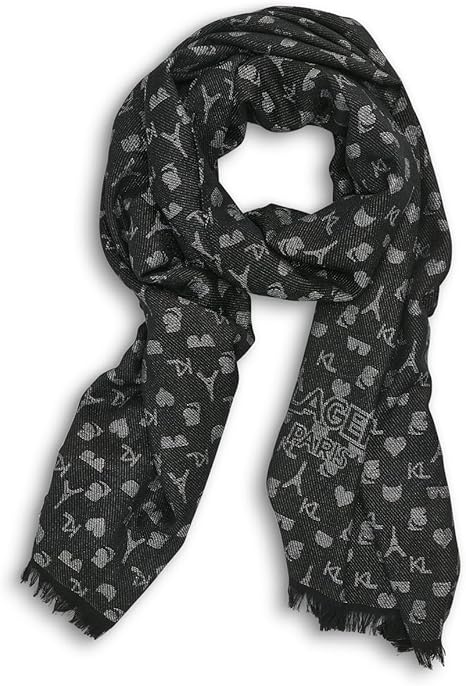 KARL LAGERFELD womens Metallic Icon Print Lightweight Pashmina