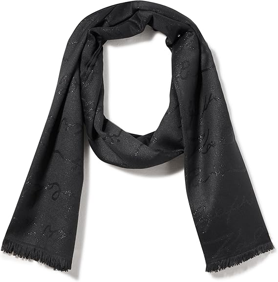 KARL LAGERFELD womens Metallic Karl Signature Pashmina With Eyelash Fringe