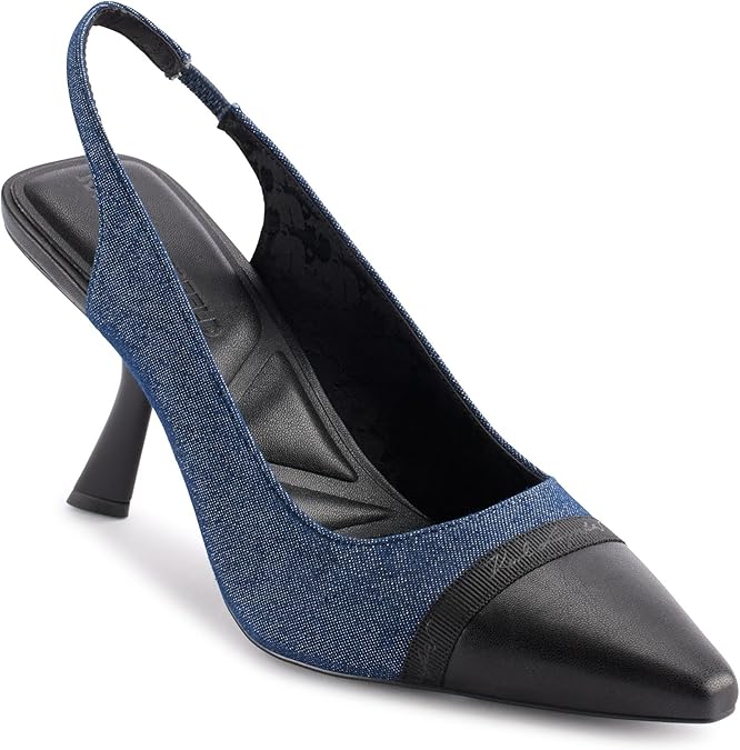 Karl Lagerfeld Womens Kinsely Evening Pointed Toe Slingback Pump