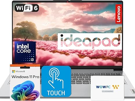 Lenovo 2025 New Touchscreen Laptop • 6-Cores Intel Core i3 • 40GB RAM • 2TB SSD • 15.6 inch FHD (1920 x 1080) Display • Long Battery Life • WOWPC Recovery USB • Windows 11 Pro with Microsoft Office