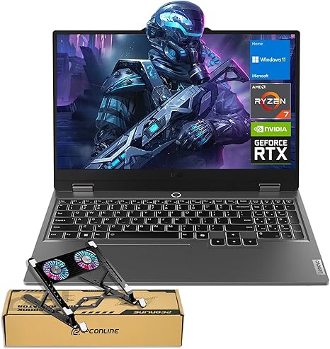 Lenovo LOQ 15 15ARP9 RTX 4060 Gaming Laptop, 15.6" FHD 144Hz, AMD Ryzen 7 7435HS, NVIDIA RTX 4060, 32GB DDR5 RAM, 1TB SSD, Backlit KB, RJ-45, Bundle with PCO Laptop Cooler