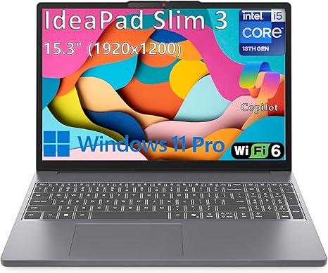 Lenovo Laptop Computer for Home Business, IdeaPad Slim 3, Intel 8-Core i5-13420H (Beat i7-1355U), 16GB DDR5 RAM, 512GB PCIe SSD, 15" FHD+, WiFi 6, Type-C, Copilot AI, Luna Grey, Windows 11 Pro