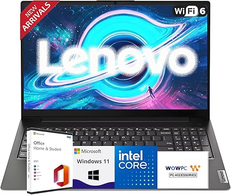 Lenovo New V15 Business Laptop 2025/2026 Edition, 15.6" FHD Display, Intel High-Performance CPU, 16GB RAM, 1TB SSD, Windows 11 with Microsoft Office, Ultra-Quiet Design, Long Battery Life, WOWPC