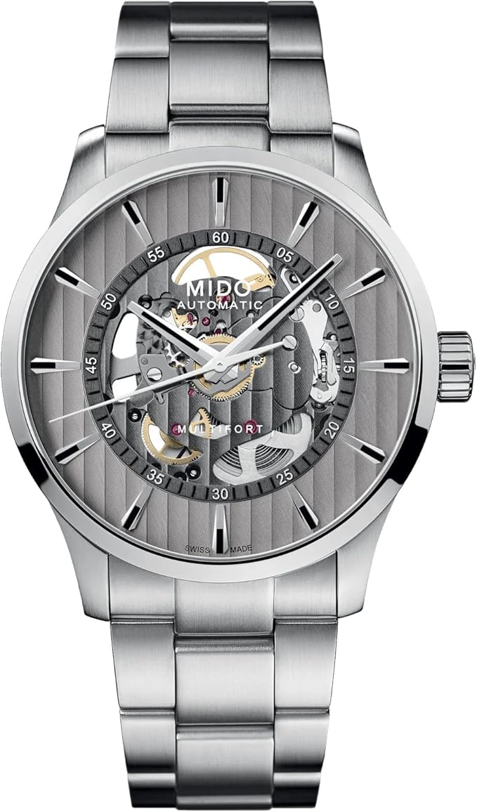 MIDO Multifort Skeleton Vertigo - Swiss Automatic Watch for Men - Silver Dial - Case 42mm - M0384361103100