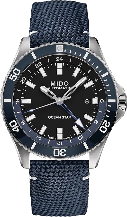 MIDO Ocean Star GMT - Swiss Automatic Watch for Men - 44mm Stainless Steel Case with Rotating Bezel