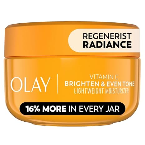 Olay Vitamin C Face Moisturizer, Bright & Even Lightweight Cream for Women - Brightens, Hyrdates, Evens Tone & Texture, Glowing Skin Care - Recyclable Sustainable Eco Jar, Non-Greasy, 2 Oz
