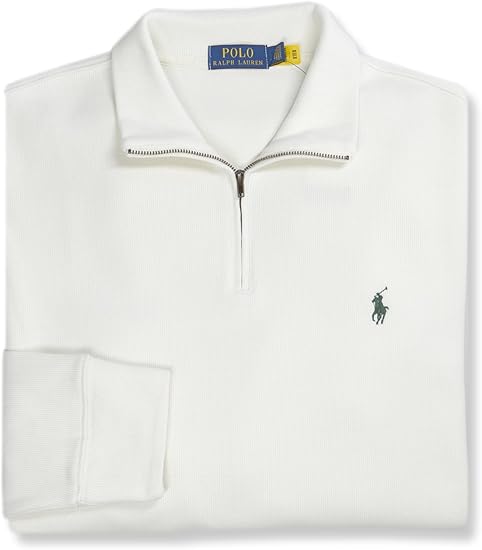 POLO RALPH LAUREN Men's Half Zip French Rib Cotton Pullover Sweater,