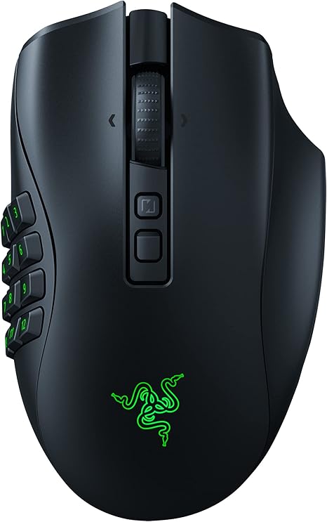 Razer Naga V2 Pro Wireless MMO Gaming Mouse: 19+1 Programmable Buttons w/Swappable Side Plates - HyperScroll Pro Wheel - Focus Pro 30K Optical Sensor - Optical Mouse Switches Gen-3-300 Hr Battery