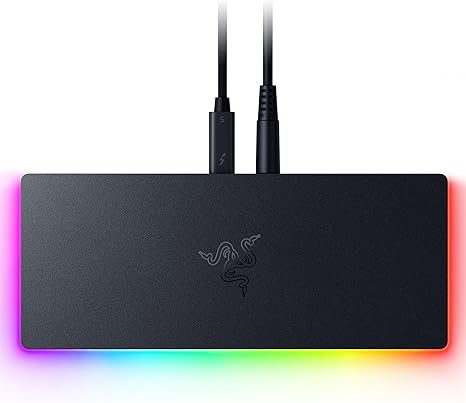 Razer Thunderbolt 5 Dock Chroma: 11 Port Docking Station with M.2 SSD Slot - 120Gbps Transfer Speeds - 3X 4K Displays at 144 Hz on TB5/4 Laptops - 140W PD Charging - Active Cooling - TB Share - Black