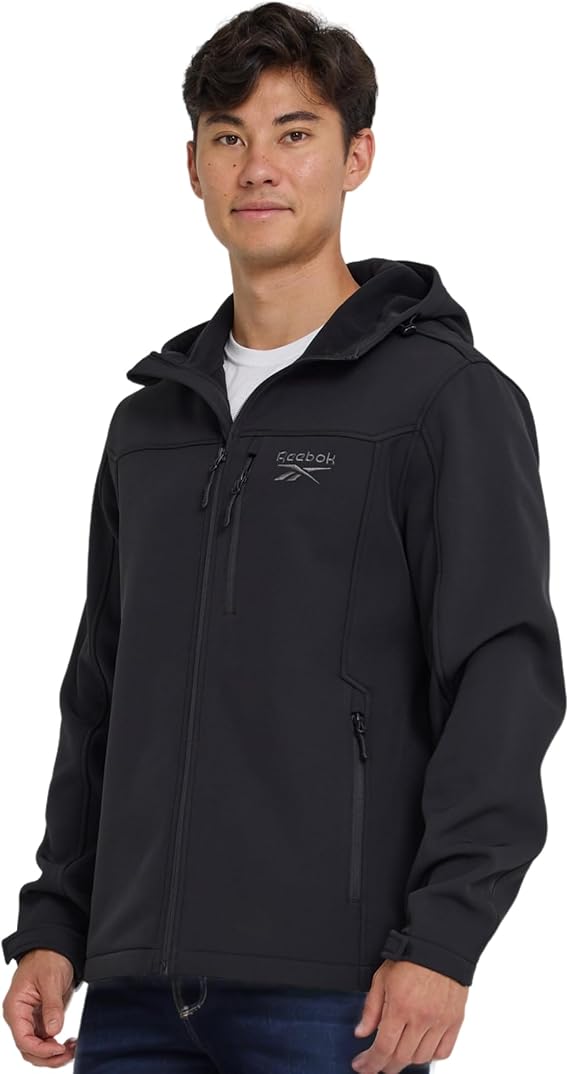 Reebok Waterproof Soft Shell Rain Jacket Men - Rain Coat, Softshell Windbreaker with Hood