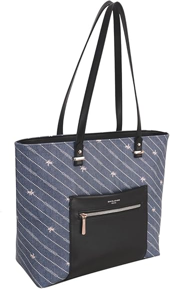 Women Fashion Blue Denim Jeans David Jones Shoulder Handbag Work Everyday Tote Medium Bag - Blue