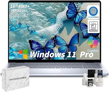 Dell Inspiron16 Touchscreen Laptop Computer • FHD+ 300nits Display • Intel-10-Core 7 150U CPU • Fingerprint • Backlit KB • Win 11 Pro PC w/Accessoires for Business & Students(64GB DDR5 RAM, 2TB SSD)