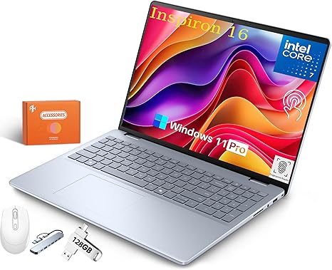 Dell Inspiron 16" Touchscreen Laptop, FHD+, 300 nits Touch Screen, Intel 10-Core 7 150U(Up to 5.4GHz), 32 GB DDR5, 1 TB SSD, Webcam, Backlit Keyboard, Fingerprint Reader, Windows 11 Pro,w/Accessories