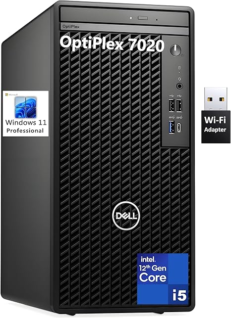 Dell OptiPlex 7020 Desktop Computer, 7000 Tower Dekstop PC, Intel Hexa-Core i5-12500 (Beat i7-11700), 32GB DDR5 RAM, 1TB PCIe SSD, DVDRW, USB WiFi Adapter, RJ-45, HDMI, DisplayPort, Windows 11 Pro