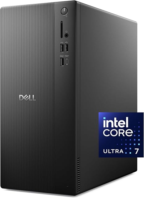 Dell Tower Desktop ECT1250 - Intel Core Ultra 7-265 Processor, Intel UHD Graphics, 16GB DDR5 5600MT/s Memory, 1TB M.2 SSD, 3.0 SD Card Reader, Wired Keyboard and Mouse, Basic Onsite Service