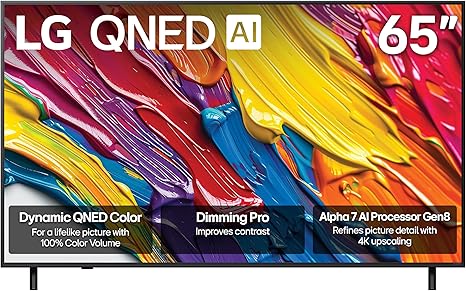 LG 65-Inch Class QNED AI 4K QNED82A Series Smart TV w/AI Sound, HDR10, 4K Super Upscaling, Filmmaker Mode, Wow Orchestra, Alexa Built-in (65QNED82AUA, 2025)