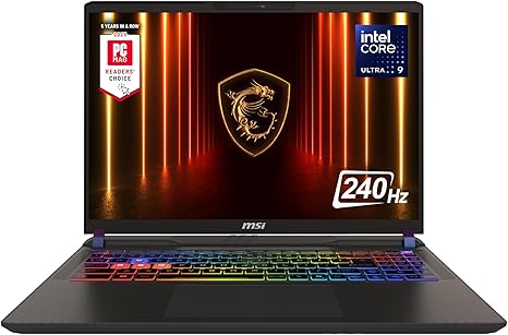MSI Vector 16 HX AI 16” 240Hz QHD+ Gaming Laptop: Intel Core Ultra 9-275HX, NVIDIA Geforce RTX 5070Ti, 16GB DDR5, 1TB NVMe SSD, Thunderbolt 5, Wi-Fi 7, Win 11 Home: Cosmo Gray A2XWHG-211US