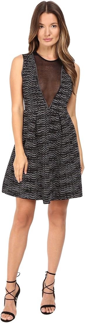 M Missoni Women's Spacedye Sleeveless Dress w/ Sheer V-Neck Panel Pink 44 (US 8)