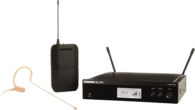 Shure BLX14R/MX53 Wireless Microphone System - 14-Hour Battery Life, 300 ft Range, UHF | MX153 Headset Mic, Single Channel Rack Mount Receiver | H10 Band (BLX14R/MX53-H10)