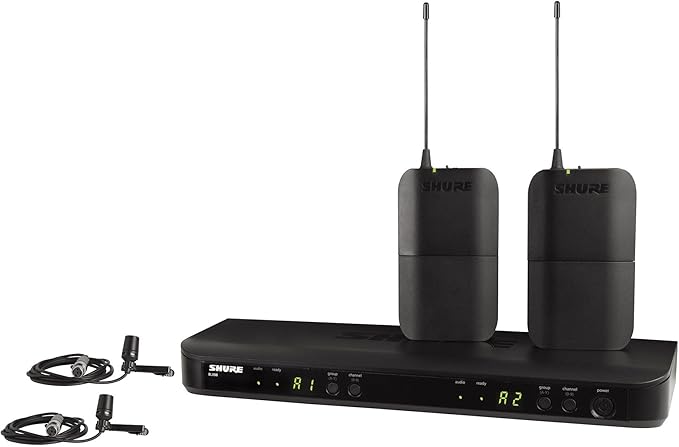 Shure BLX188/CVL Wireless Microphone System - 14-Hour Battery Life, 300 ft Range, UHF | Includes (2) Lavalier Mics, Dual Channel Receiver | H9 Band (BLX188/CVL-H9)