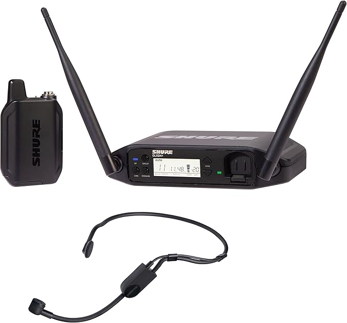 Shure GLXD14+/PGA31 Dual Band Pro Digital Wireless Microphone System - 12-Hour Battery Life, 100 ft Range | PGA31 Headset Mic, Single Channel Receiver (GLXD14+/PGA31-Z3)