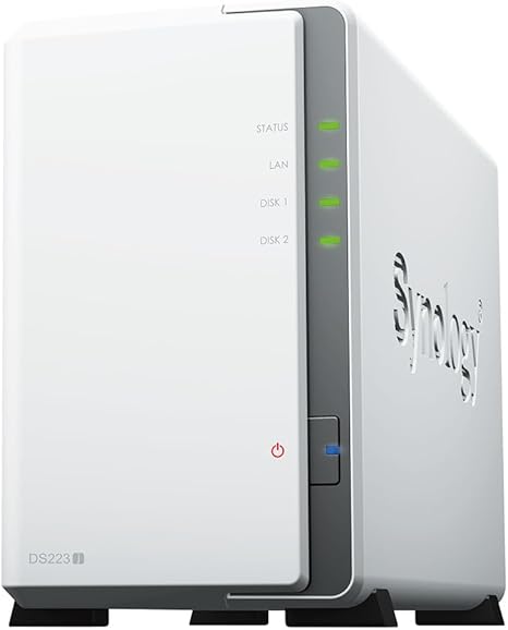 Synology DS223j 2-Bay Diskstation NAS (Realtek RTD1619B 4-Core 1.7 GHz 1GB DDR4 Ram 1xRJ-45 1GbE LAN-Port) 6TB Bundle with 2X 3TB WD Red Plus