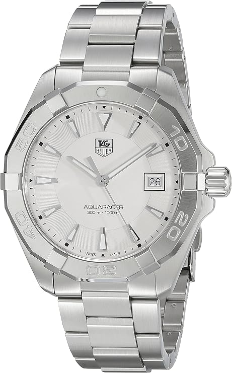 TAG Heuer Men's 'Aquaracer' Quartz Stainless Steel Dress Watch, Color:Silver-Toned (Model: WAY1111.BA0928)